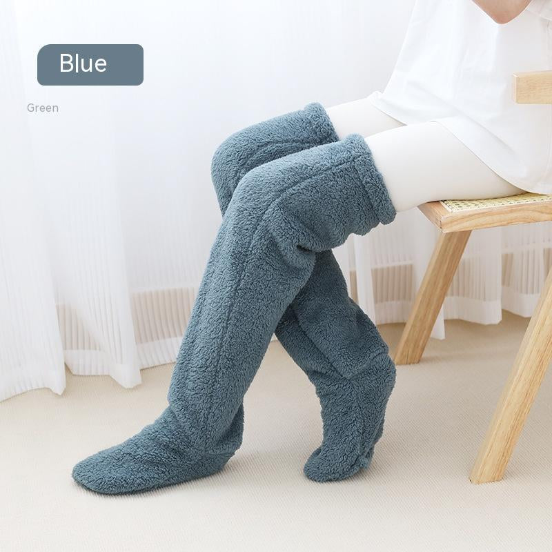 Over Knee High Fuzzy Long Socks Winter Warm Cold Leg Knee Joint Cold-Proof Stockings Home Floor Sleeping Socks